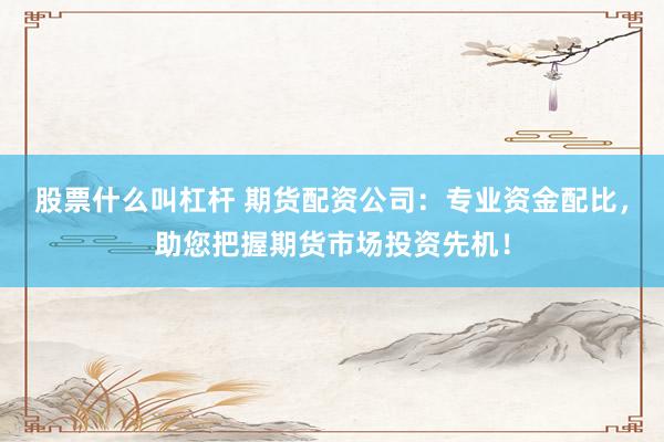 股票什么叫杠杆 期货配资公司：专业资金配比，助您把握期货市场投资先机！