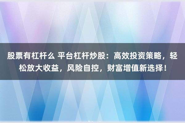 股票有杠杆么 平台杠杆炒股：高效投资策略，轻松放大收益，风险自控，财富增值新选择！