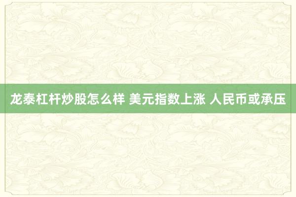 龙泰杠杆炒股怎么样 美元指数上涨 人民币或承压