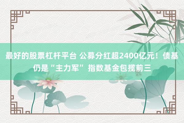 最好的股票杠杆平台 公募分红超2400亿元！债基仍是“主力军” 指数基金包揽前三