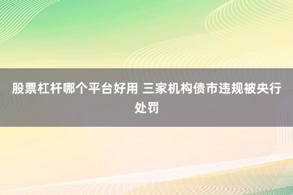 股票杠杆哪个平台好用 三家机构债市违规被央行处罚