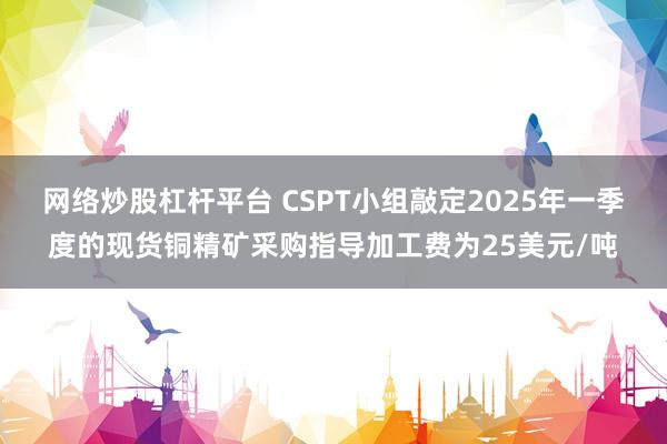 网络炒股杠杆平台 CSPT小组敲定2025年一季度的现货铜精矿采购指导加工费为25美元/吨