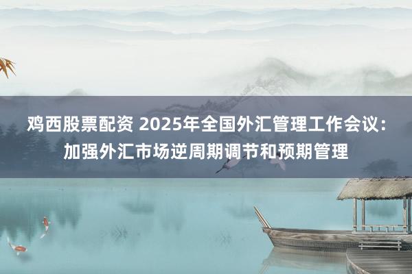 鸡西股票配资 2025年全国外汇管理工作会议：加强外汇市场逆周期调节和预期管理