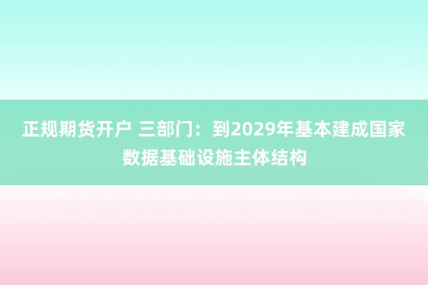 正规期货开户 三部门：到2029年基本建成国家数据基础设施主体结构