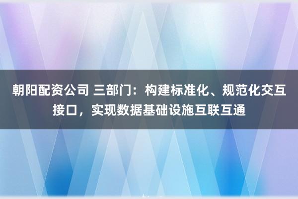 朝阳配资公司 三部门：构建标准化、规范化交互接口，实现数据基础设施互联互通