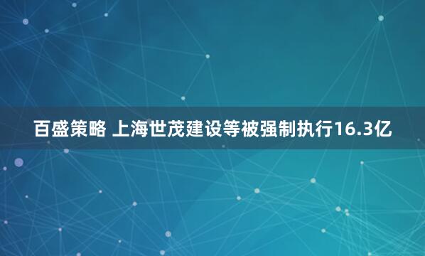 百盛策略 上海世茂建设等被强制执行16.3亿