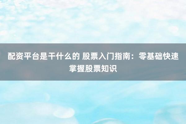 配资平台是干什么的 股票入门指南：零基础快速掌握股票知识