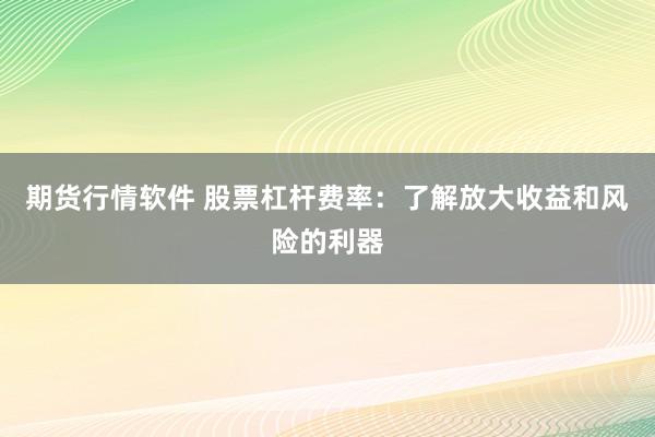 期货行情软件 股票杠杆费率：了解放大收益和风险的利器