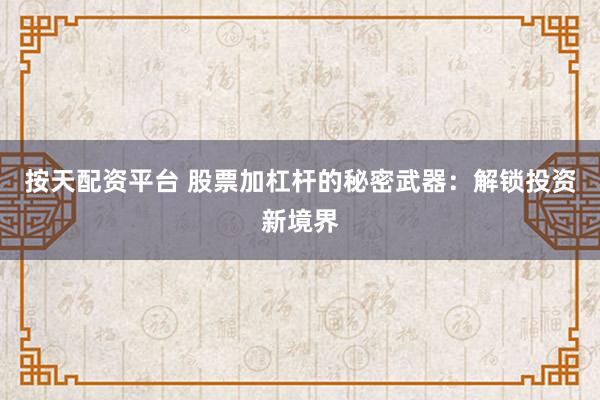 按天配资平台 股票加杠杆的秘密武器:解锁投资新境界